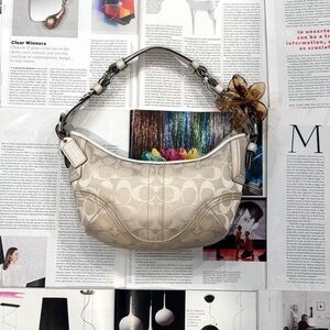 COACH Signature 2005 hobo off-white monogram & leather canvas demi mini bag